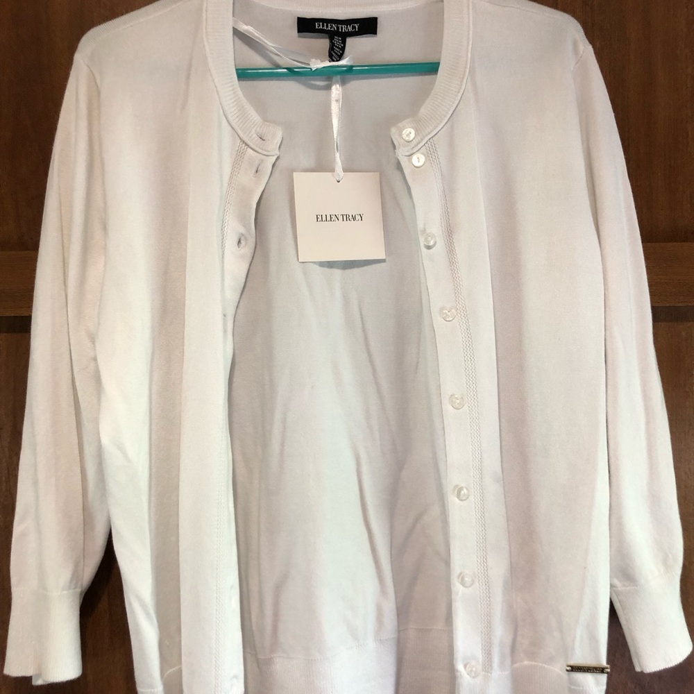 Ellen Tracy Classic White Sweater